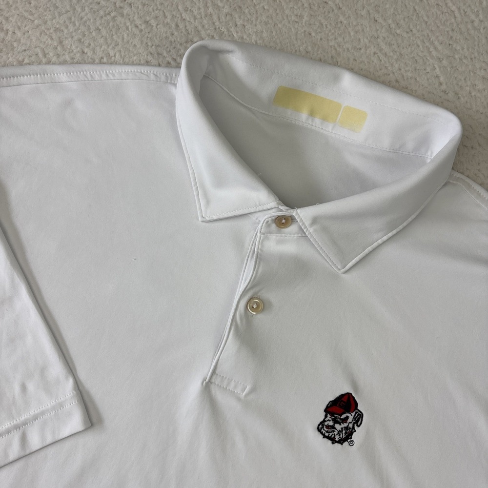 GEORGIA BULLDOGS x PETER MILLAR Featherweight Polo Shirt XL White Performance SS